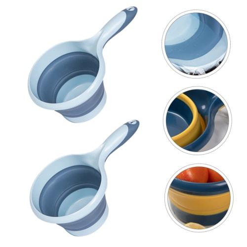 HEMOTON 2 Pieces Plastic Folding Water Ladle for Bath, Shampoo, and Tea Ceremony (Random Color)