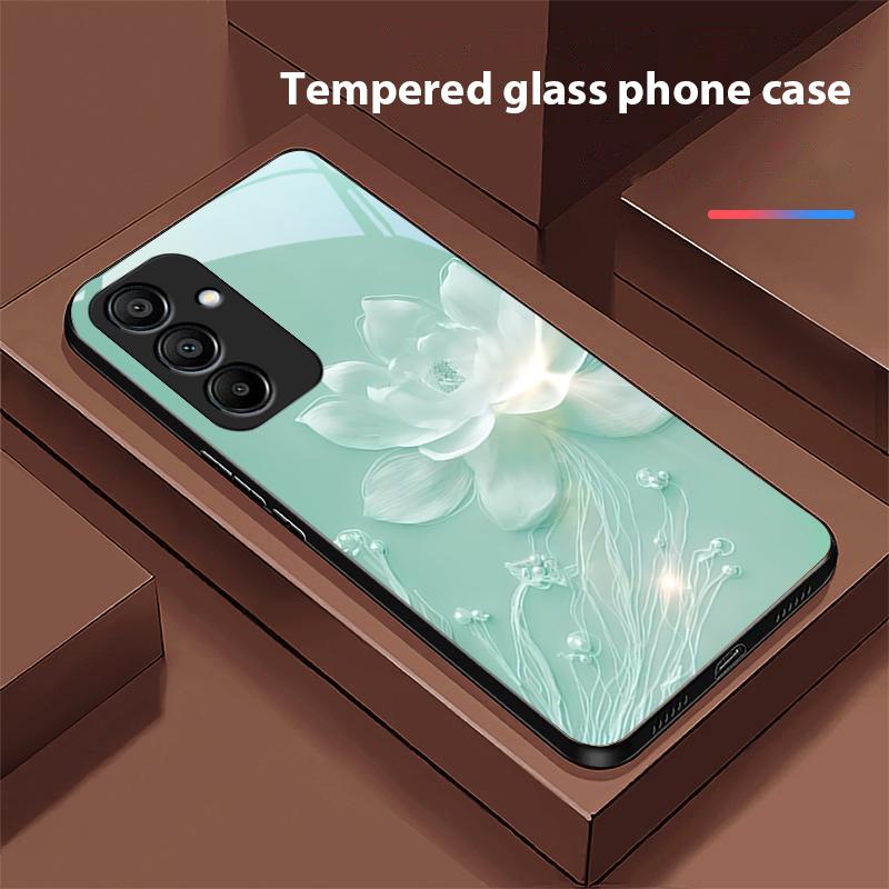 

Colorful Chinese Lotus For Samsung Galaxy A15 5G 54 4G 51 50 24 35 90 71 12 51 53 52S 80 22 34 Black Tempered Glass Phone Case For Samsung A34 5G