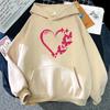 Love and Butterfly Pattern Hoodie Autumn Winter Women Casual Fashion Hip Hop Street Hoodies Simple Fleece O-Neck Sweatshirts