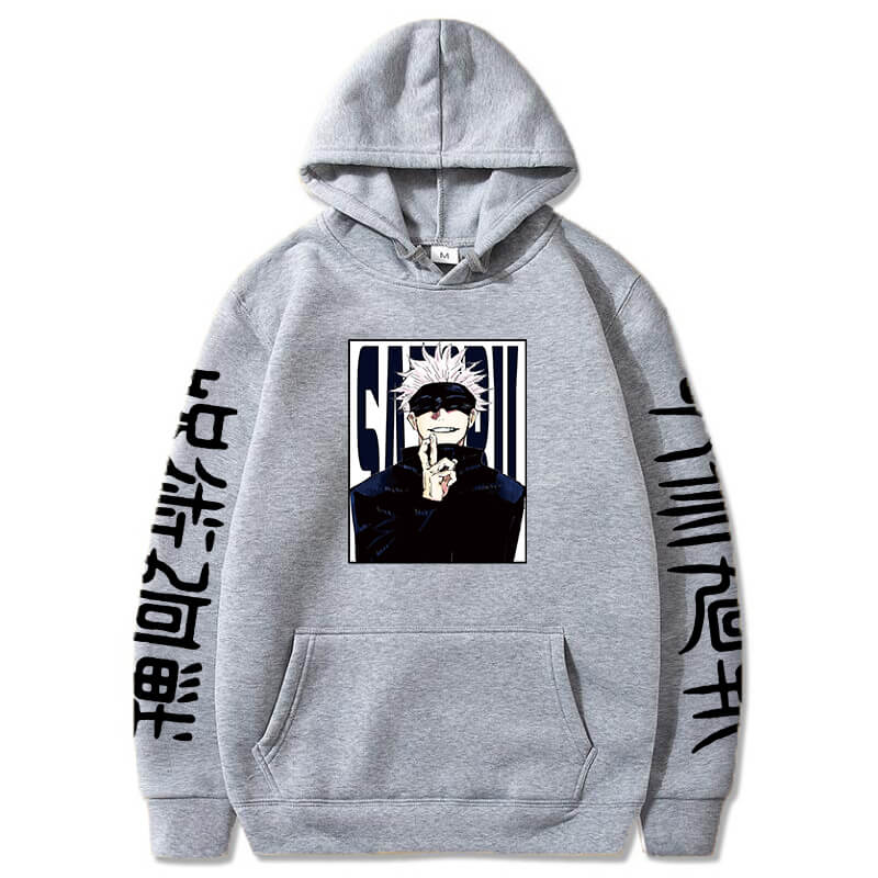 

Jujutsu Kaisen Толстовки Аніме Harajuku Satoru Gojo Graphic Чоловіки Жінки Світшоти Пуловери Повсякденні Довгі рукави Вуличний одяг Топи S світло-сірого кольору