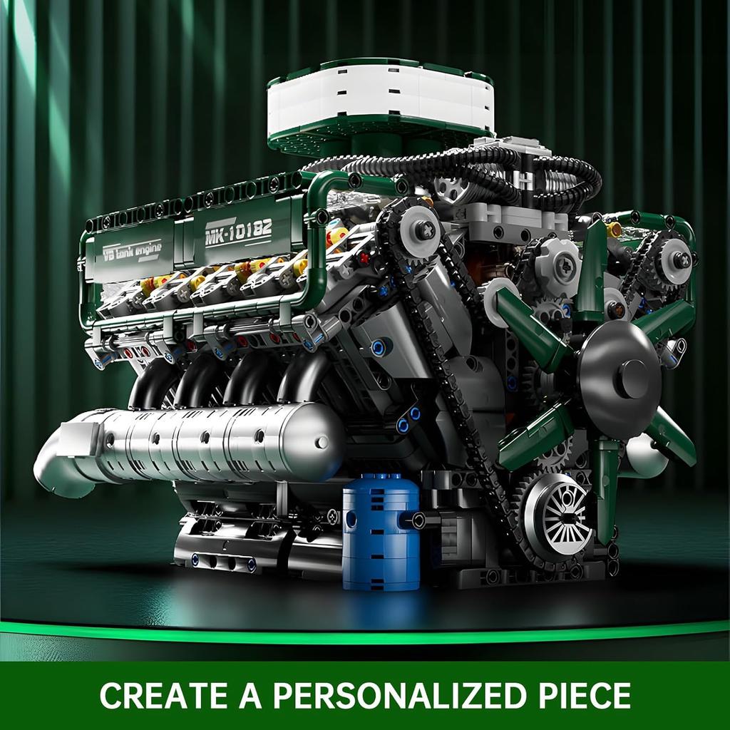 MOULD KING 10182 Technische Auto Spielzeuge Der Motorisierte V8 Panzermotor Baustein Bausatz Panzermotor Stein Kinder Weihnachtsgeschenk