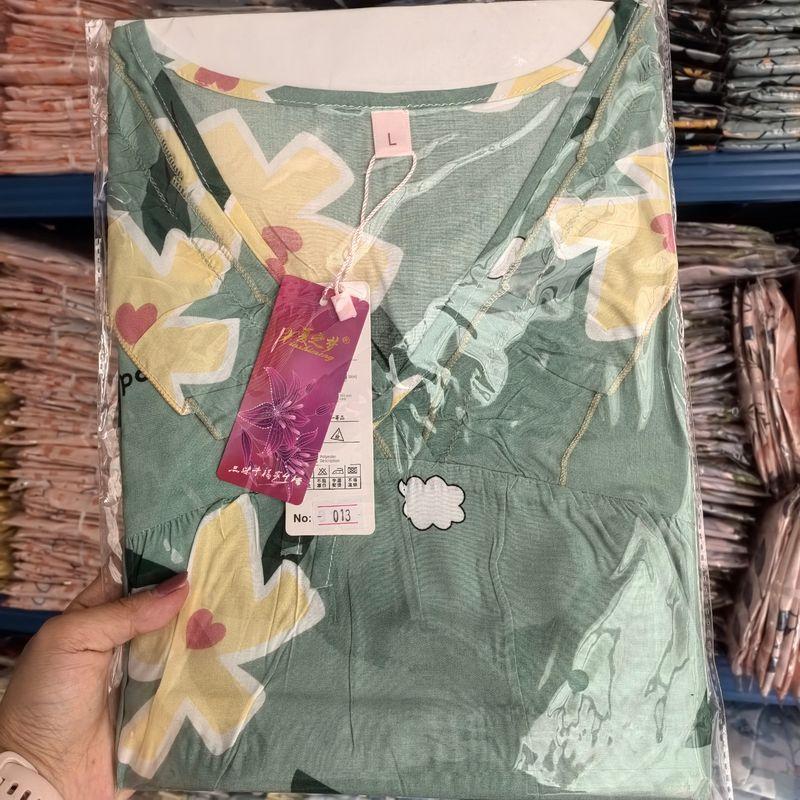 Women's Pajamas Summer Thin Cotton Short-Sleeved Cropped Pants Summer Thin Pullover Women's Home Clothes Two-piece Set