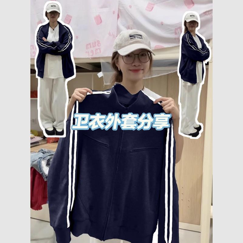 Womens 2026 Retro Baseball Jacket Stand Collar Oversized Cropped Coat Cotton Blend Casual Outerwear