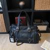 Y2K Style Soft PU Leather Tote Bag Large Capacity Multi-Pocket Shoulder Bag for Daily Shopping