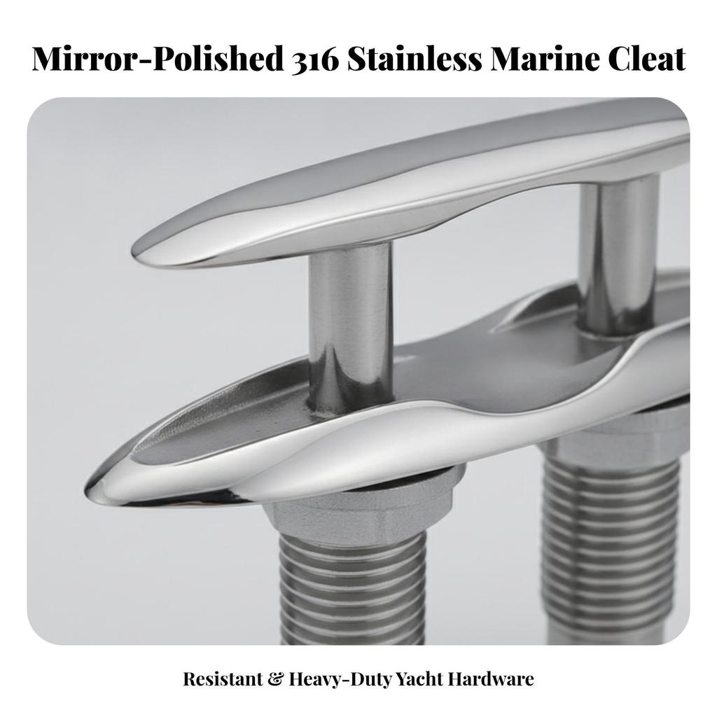 Concealed Cleat Mirror-Polished Hardware Heavy Duty for Boats, Docks