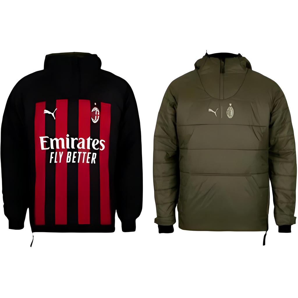 Puma Ac Milan Loose Reversible Letter Logo Printed Hooded Long Sleeve Jacket Men Jackets Black 771331-01