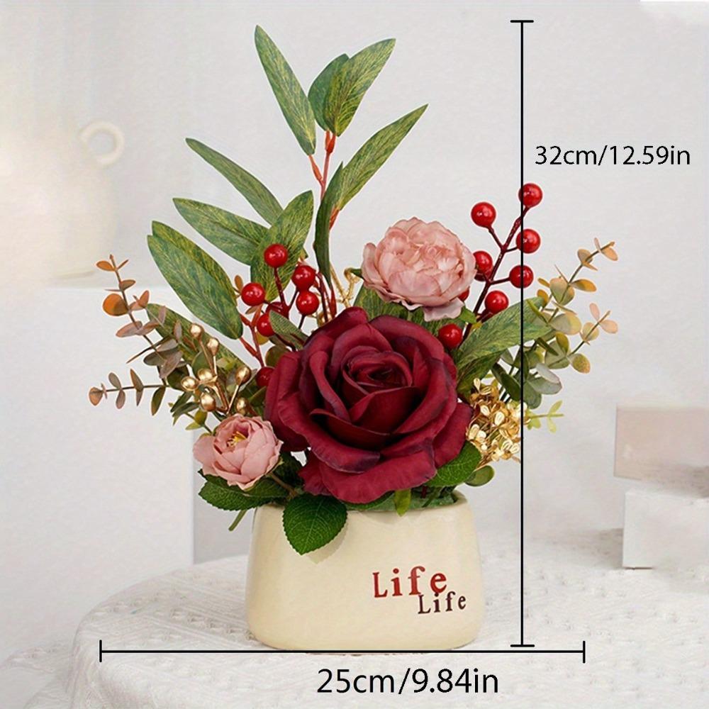 Faux Flowers Artificial Flowers in Vase for Home Decor Fake Flowers Arrangement with Vase for Coffee Table Kitchen Dining Table Centerpiece Decoration