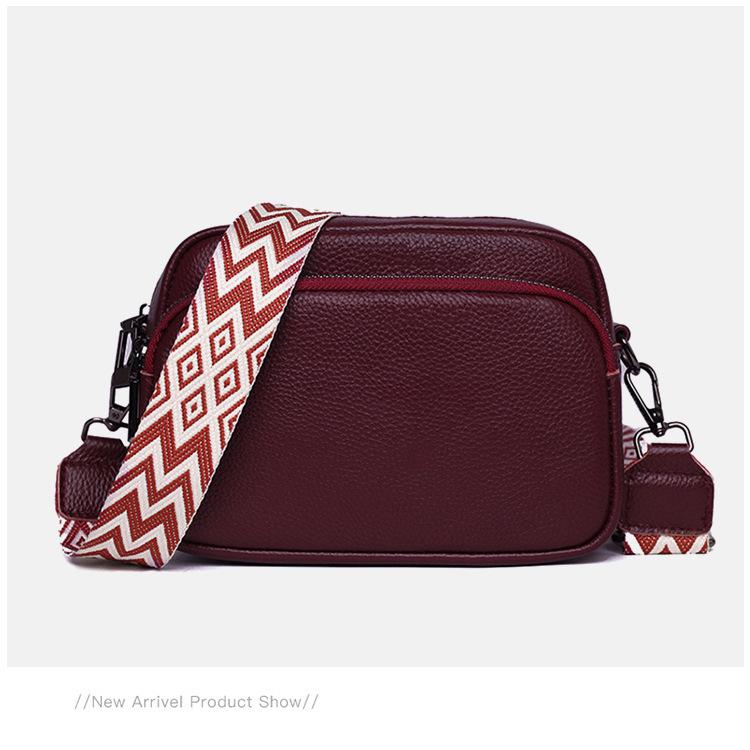 Women's Genuine Leather Lychee Pattern Shoulder Crossbody Bag - Versatile Small Square Design