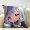 Qiqi Cute Genshin Impact Cushion Cover Natural Linen Organic Fabric DoubleSided Printing Room Sofa Decor Pillow Case