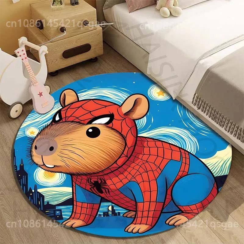 Disney Capybara Cartoon Gedruckte Runde Matte Wohnzimmer Sofatisch Schlafzimmer Boden Teppich Große Fläche Haustier Teppich Heimdeko Geschenke