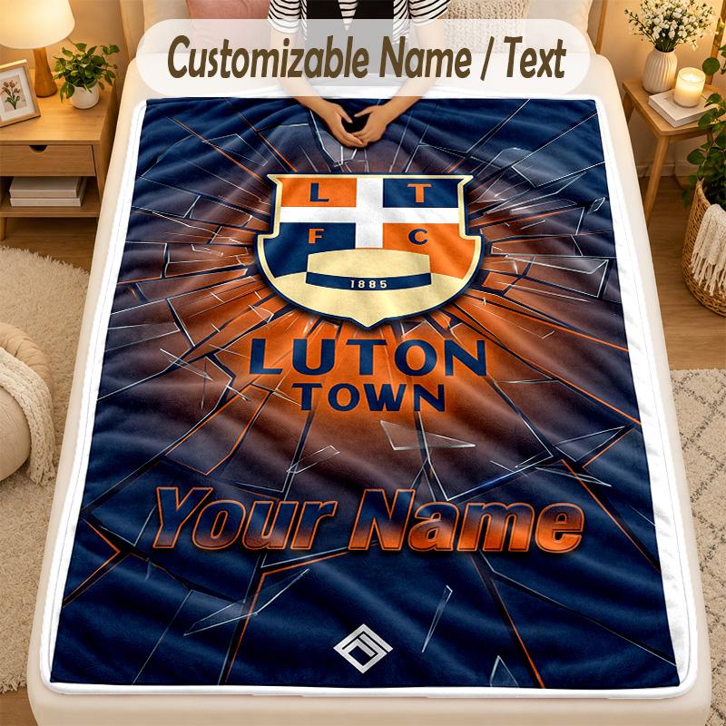 Flannel BlanketLuton Town Custom Name Text Personalized Soft Warm Throw Blanket Home Decor Gift