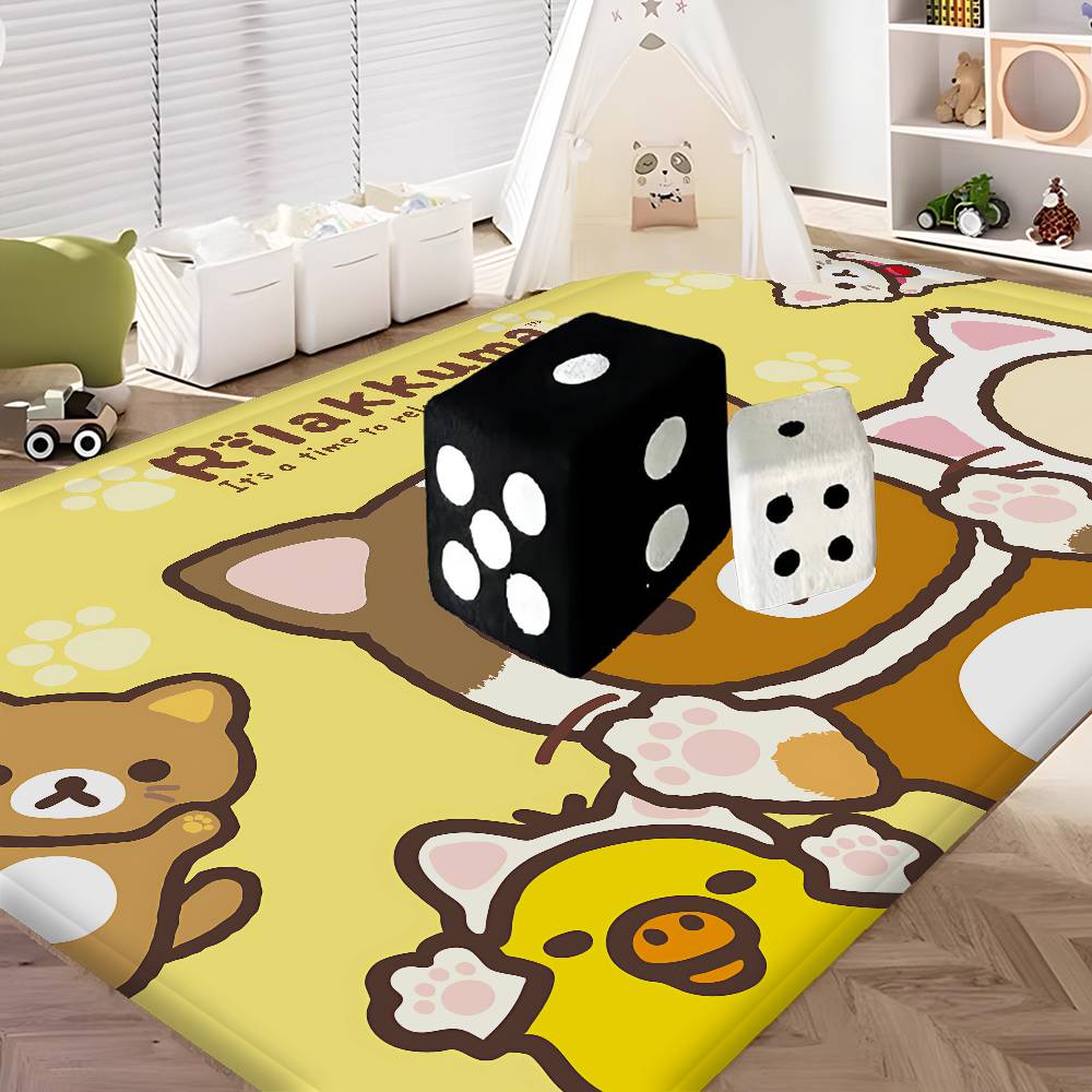 Kawaii Rilakkuma Bear Door Mat Nordic Style Bedroom Living Room Doormat Home Balcony Anti-Slip Alfombra
