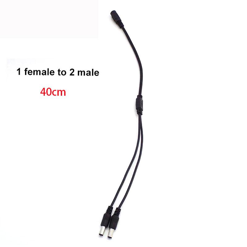 40cm DC 12v 1 Nőstény - 2 Hím Elosztó 2 utas Dugó csatlakozó Kábel 5.5mm*2.1mm DC Tápellátás aljzat Adapter