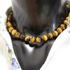 4A Natural Stone Tiger Eye 12mm Prayer Beads Large Size Necklace [Ishiki] [n281]