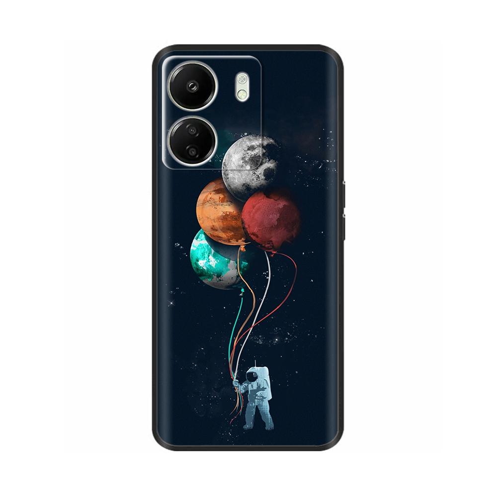 For Xiaomi Poco C65 Case Cute Luxury Painted Back Cover Soft Black Silicone Phone Case For Xiaomi Poco C65 PocoC65 Fundas Bumper