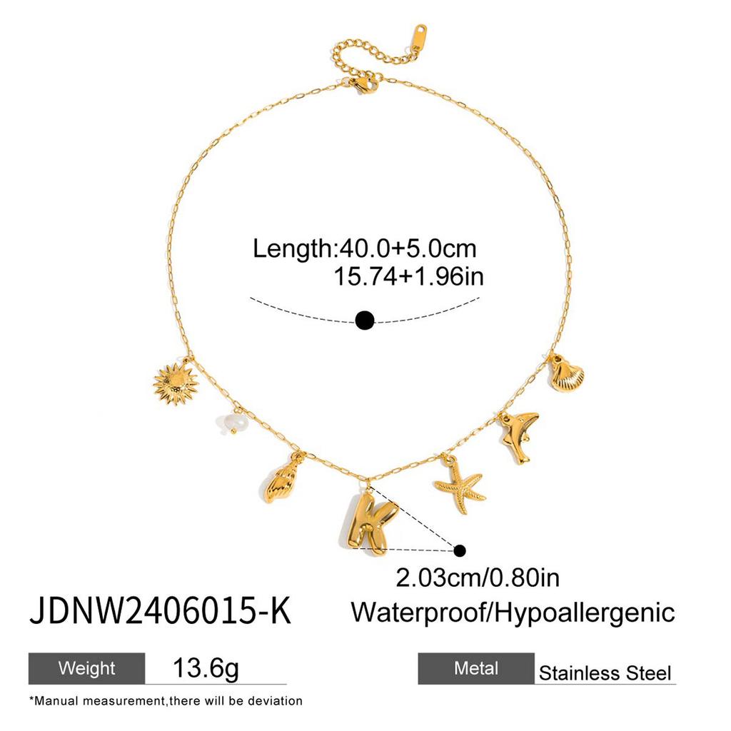 Letter Starfish Shell Freshwater Pearl Necklace Niche Design Sense Collarbone Chain Jewelry