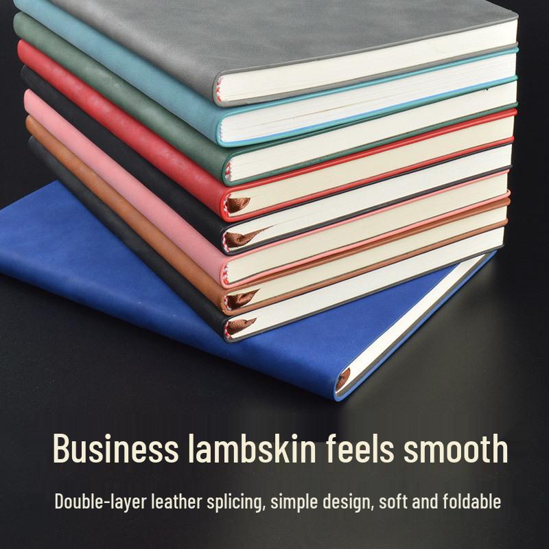 A5/B5 Sheepskin Leather Notebook with Custom Logo for Business Meetings - Personalizable Name Printing Available