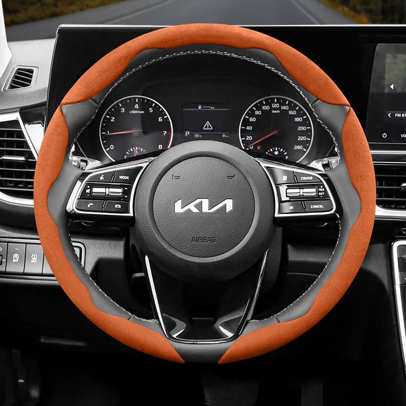 Suitable for Kia Anti-Slip Buckle Segmented Suede Steering Wheel Cover Suitable for Ceed Jd Picanto Sportage 3 Rio 4 Ev3 Cerato 2 Stonic Xceed Morning