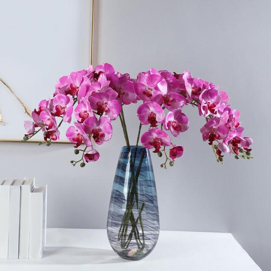 9 Heads Fake Phalaenopsis Multi-fork Handcraft Artificial Butterfly Orchid for Home