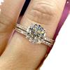 2pcs Set Classic Trendy Four Claws Double Layer Fold Wear Zircon Rings for Women Luxury Crystal Bride Wending Jewelry Set Gifts