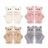 Winter Faux Furs Fingerless Wool Gloves Thermal Insulation Warm Convertible Mittens Flap Cover for Women Girls