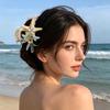 Hair Claw Starfish Artificial Flower Decor Anti-Slip Design Hair Clip Back Head Shark Hair Claw Holiday Travel Beach Hair Accessory