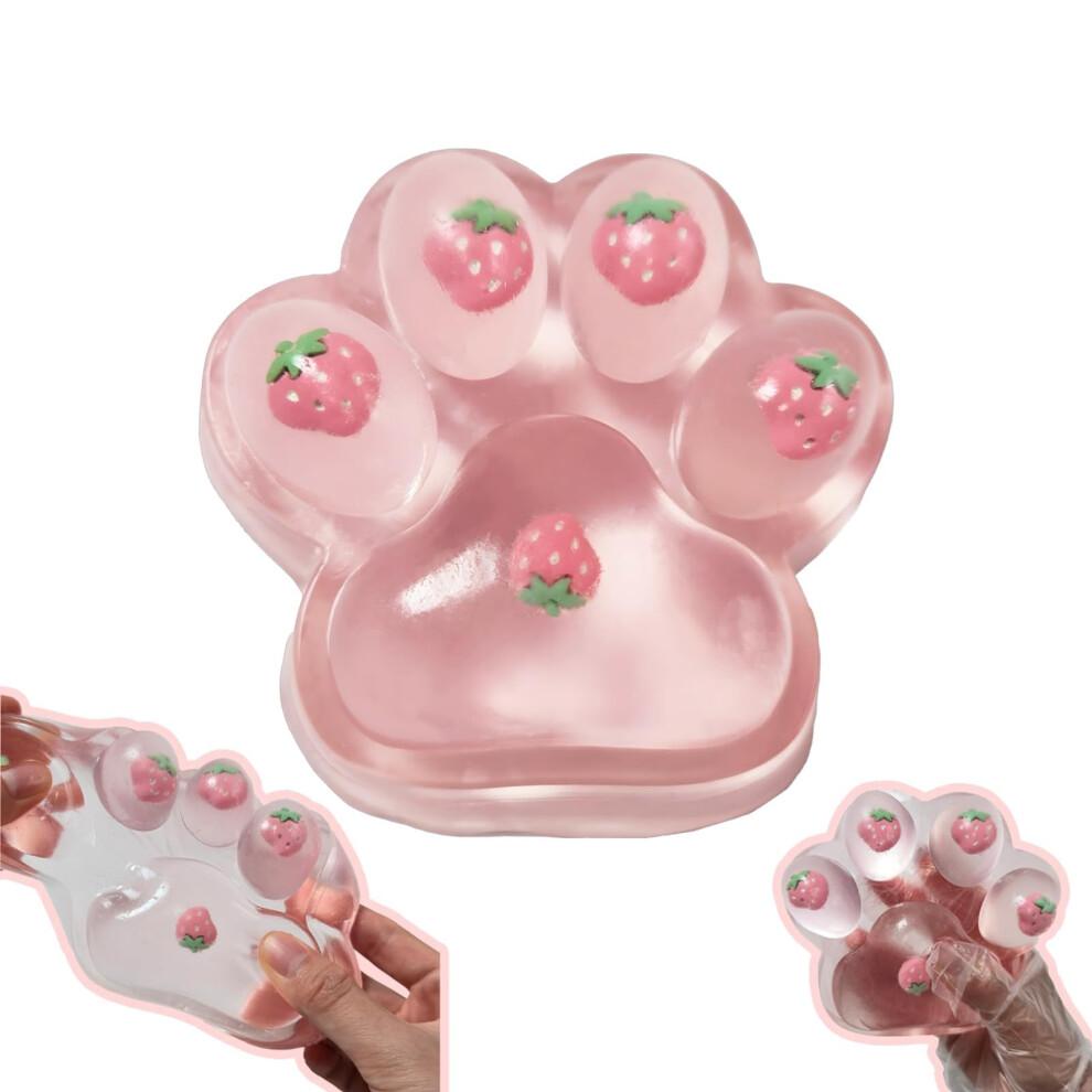 Pink Cat Paw Squishy Stress Relief Squeeze Toy, Soft Rebound Cute Kitten Paw Fidget Toy for Adults