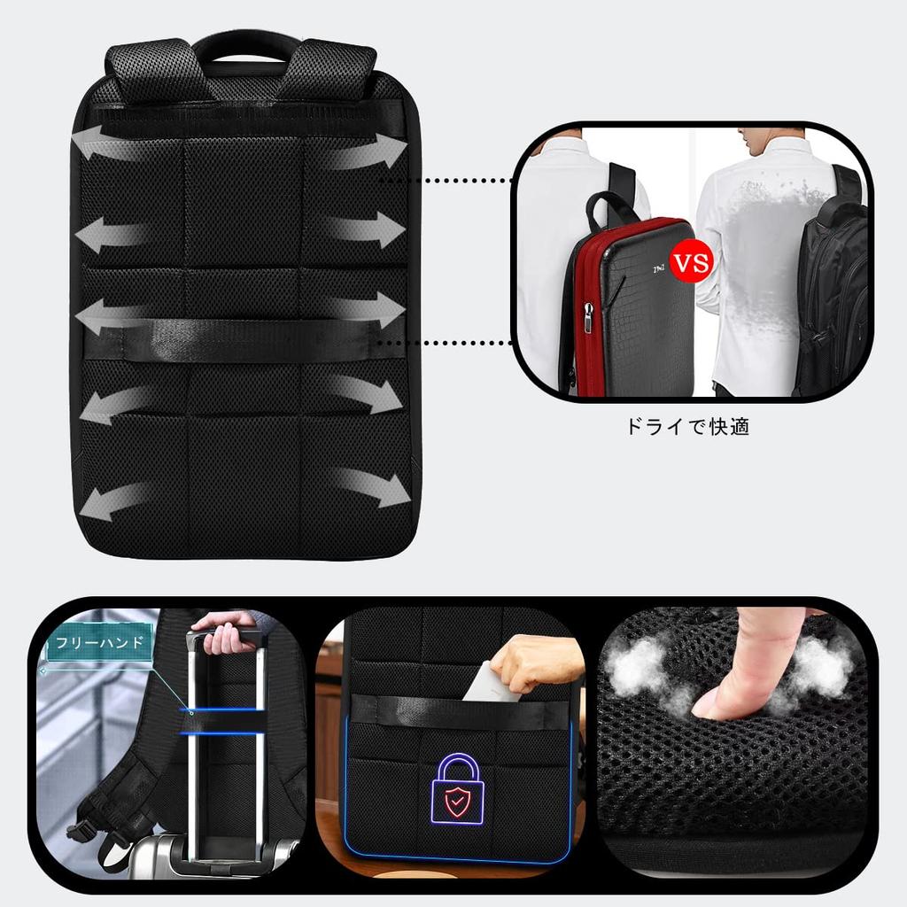 Dünner erweiterbarer Laptop-Rucksack 15 16 Zoll Wasserdicht USB-Ladeanschluss Schale Super Schutz Pendeln Geschäftsreise Reise Computer-Rucksack