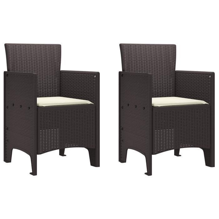 VidaXL Garden Chairs with Cushions 2 Pcs Brown Poly Rattan 847457
