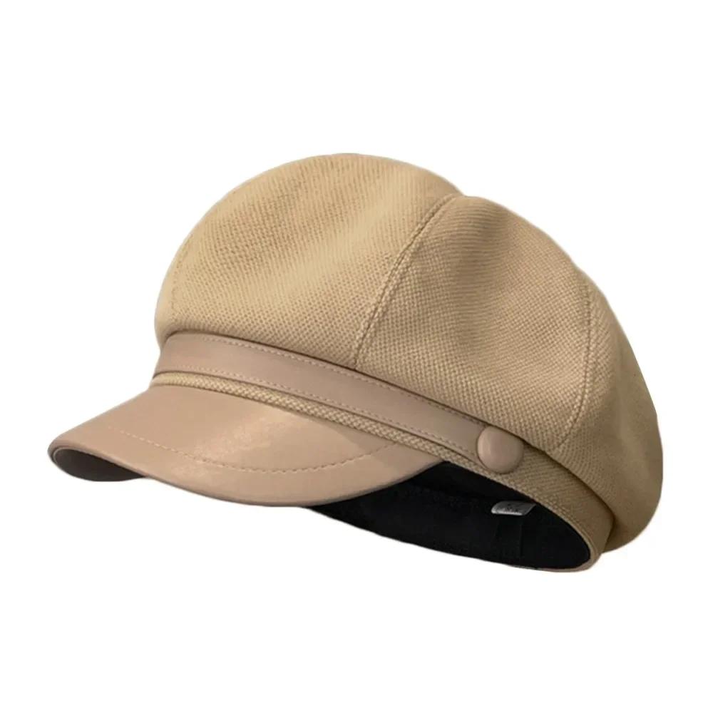 

Adjustable Woolen Winter Beret Hat Windproof Breathable Newsboy Pumpkin Hat Vintage Elegant Panama Cap for Women хаки