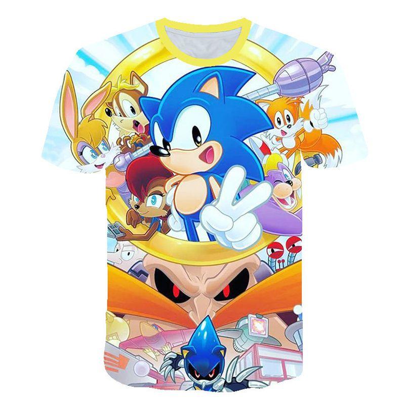 Vibrant Sonic The Hedgehog Printed T-shirt For Kids With Short Sleeves And Comfort Fit