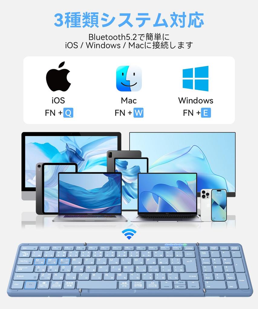 Bluetooth Folding Wireless Keyboard with Numeric Standard JIS Japanese Slim and Full for and Smartphone Latest ModelOmikamo Keypad, Layout,