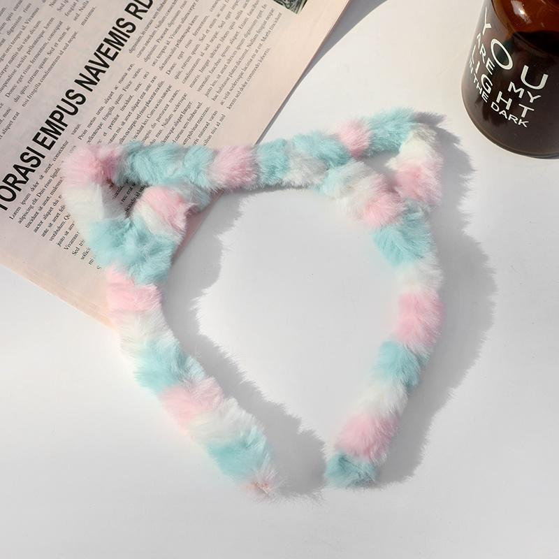 

Повязка на голову с кроличьими ушками для женщин, модная повязка на голову, корейская версия, милые плюшевые резинки для волос, обруч, головной убор, аксессуары для волос для девочек