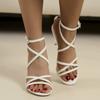 2024 Sexy High Heel Women Sandals Summer Orange Pointed Toe Gladiator Sandals Woman New Ankle Strap Sandalias De Tacon