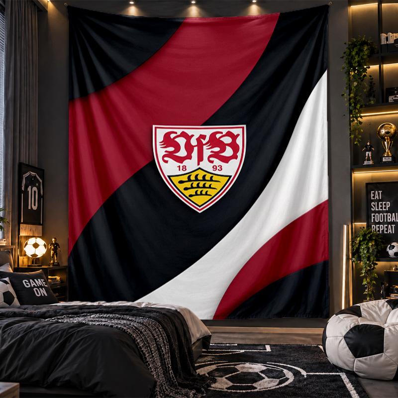 Wall Hanging Tapestry VfB Stuttgart Football Print Cloth for Living Room Bedroom Home Decor