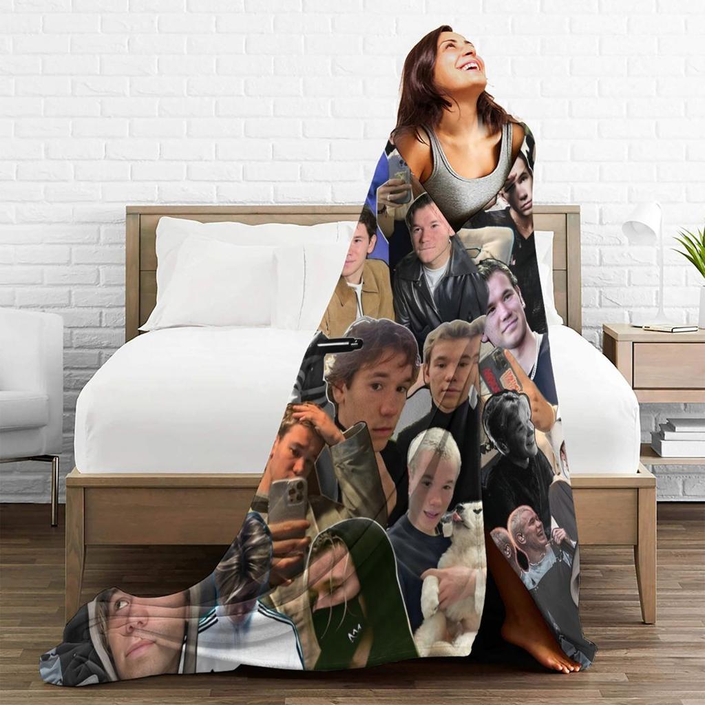 Marcus And Martinus Twin Boys Fleece Throw Blankets MM Singer Blankets for Sofa Couch Ultra-Soft Bedroom Quilt