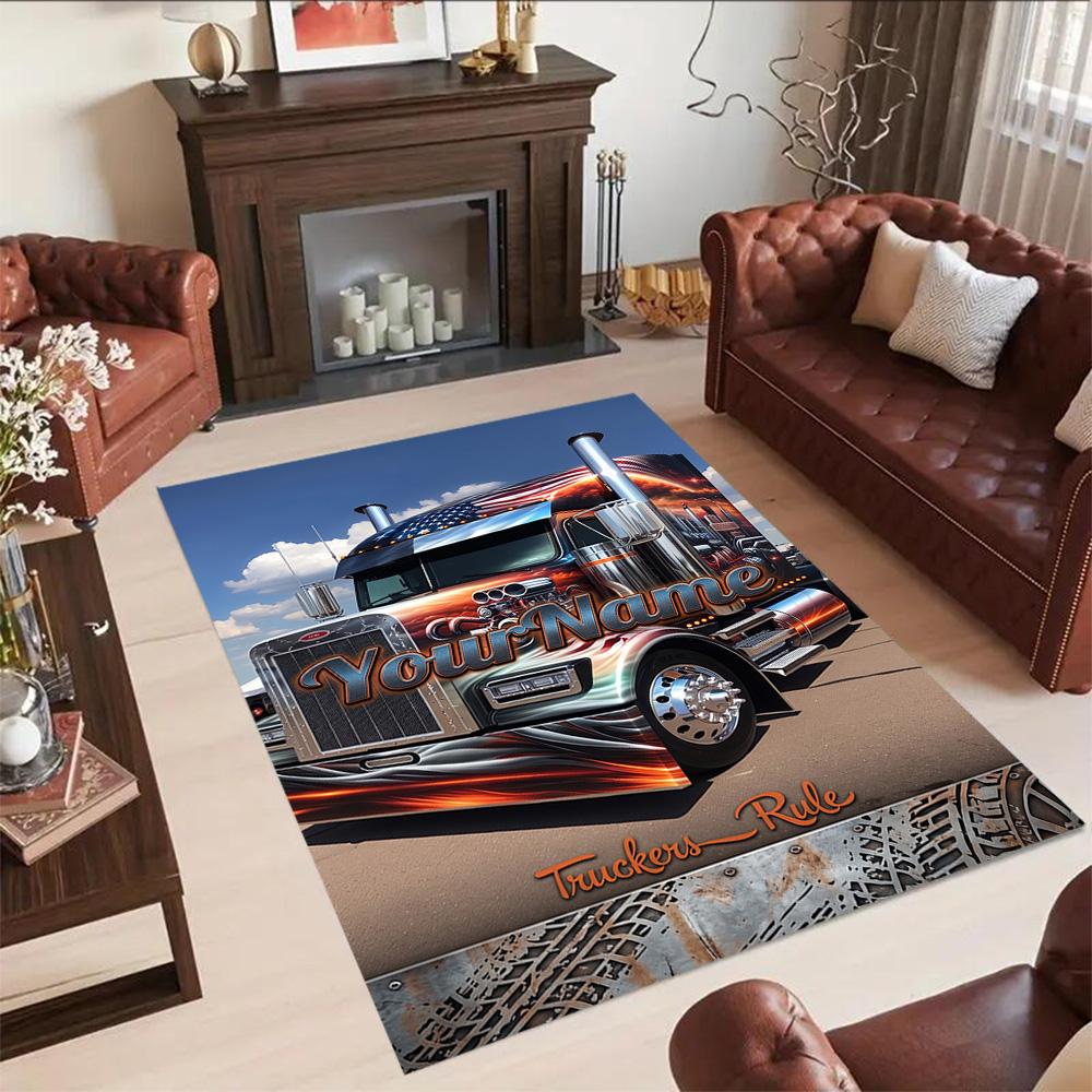 Peterbilt Heavy Trucks Customize Your Name Floor Rug Office Rug Perfect for Balcony Decorate room Hallway Study room Antislip Carpet Office home decor