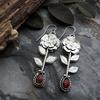 Boucles d'oreilles libellule en Bronze Vintage pour femmes, bijoux à la mode, couleur or, motif sculpté en métal incrusté de pierre de lune