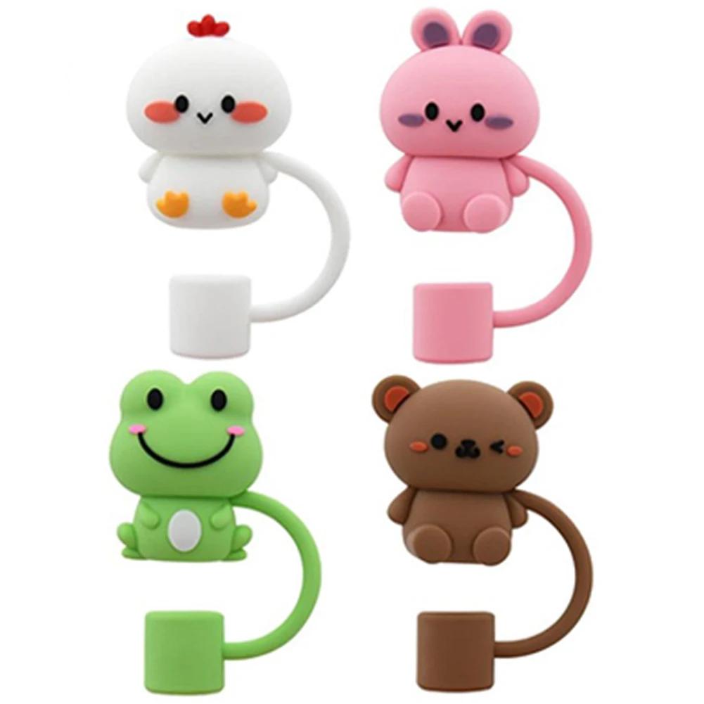 

Straw Cover Cap Silicone Straw Topper Dust Proof 4pcs/8pcs Straw Plug Set Cute Cartoon Party Decor Suitable for 10mm Straws