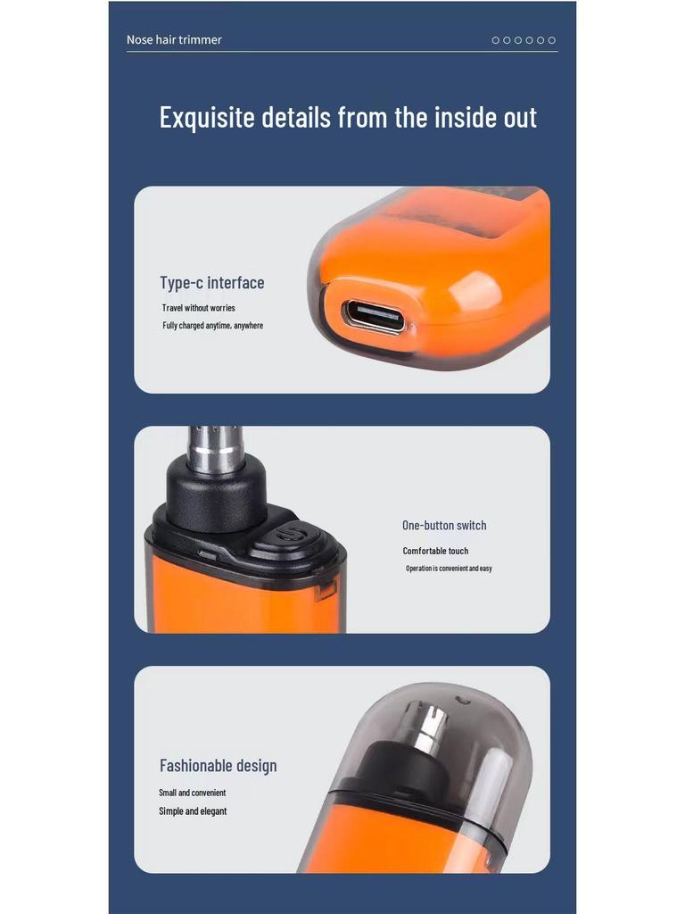 Compact Digital Nose Hair Trimmer with Washable Cutter Head and Display.
