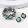 New Fashion Boho Turquoises Ear Studs Elastic Bracelet Bangle For Women Ethnic Vintage Bohemian Party Jewelry Gift