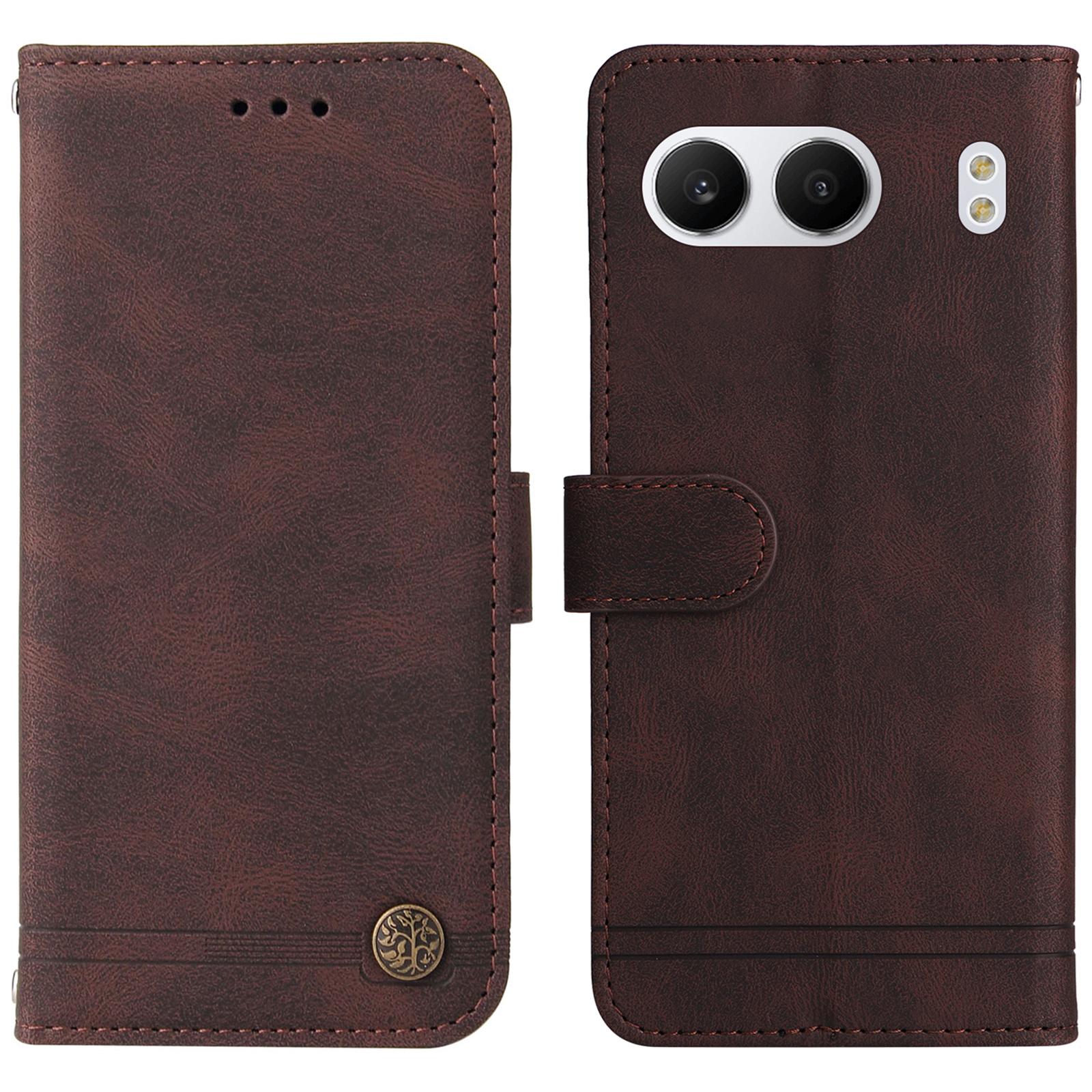 

For OnePlus Nord 4 Leather Wallet Cases Skin Touch Phone Cover Stand with Strap Brown