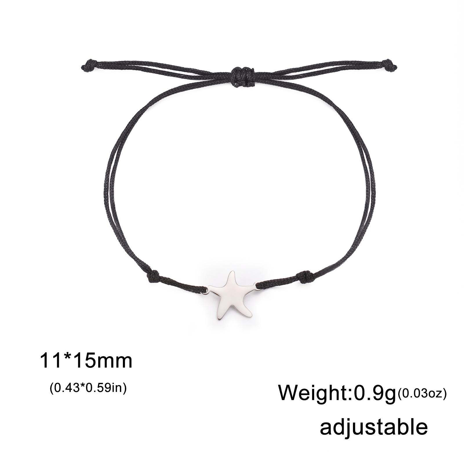 

Teamer Star Charm Bracelet Adjustable Rope Chain Stainless Steel Pendant Acceassories for Women Men Lucky Amulet Gift Wholesale