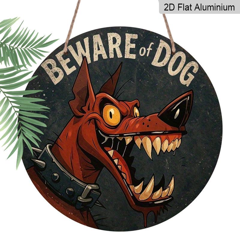 

2D Flat Retro Dangerous Dog Warning Sign-durable Metal Warning Board, Decorated with Fierce Red Dog and Iron Chain Pattern-20x20 Cm/7.8 Inches 1pc