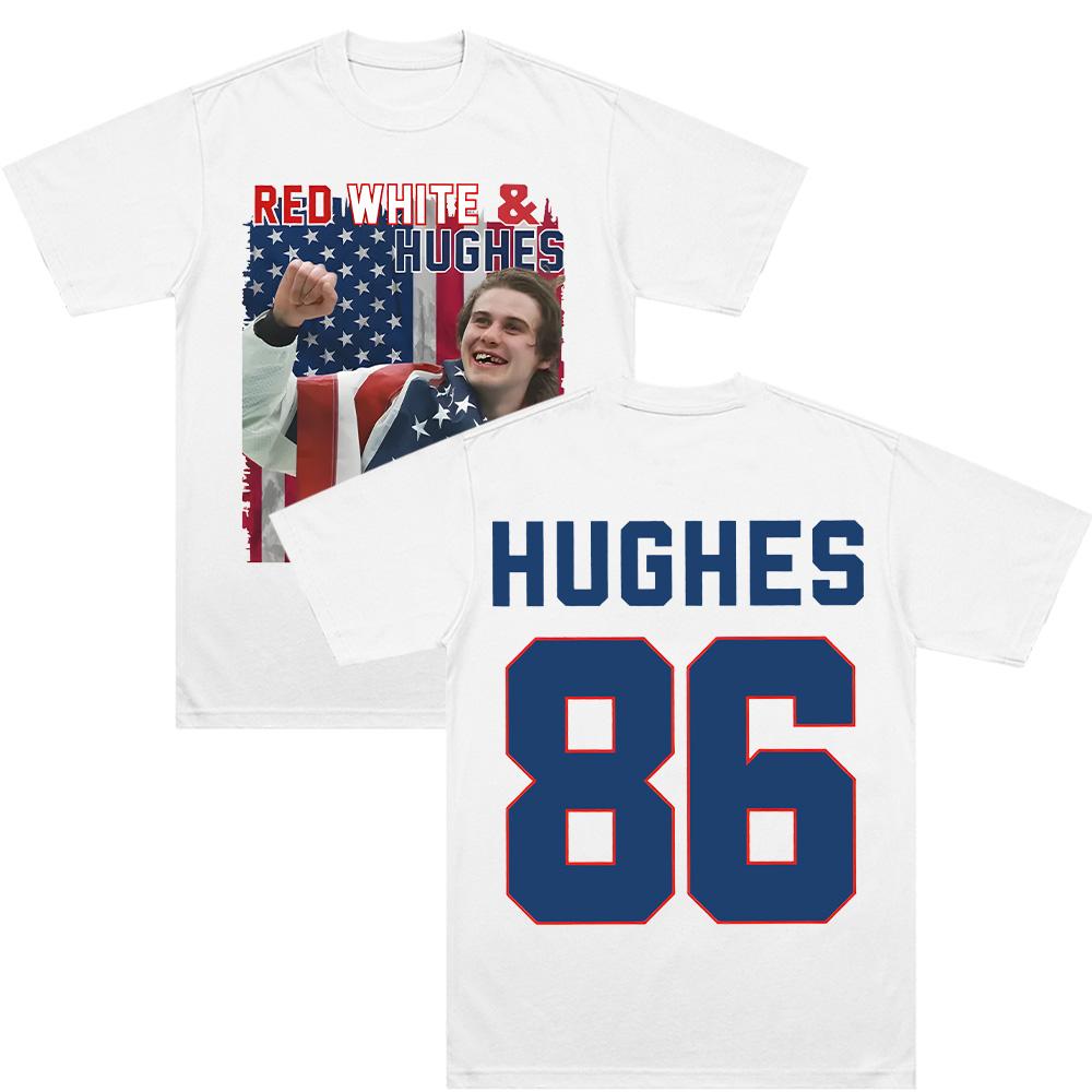 Hughes Hockey Tee Jack Hughes Graphic T Shirt Cotton Short Sleeve Clothing Women Men Fashion 86 High Street Loose T-shirt Casual