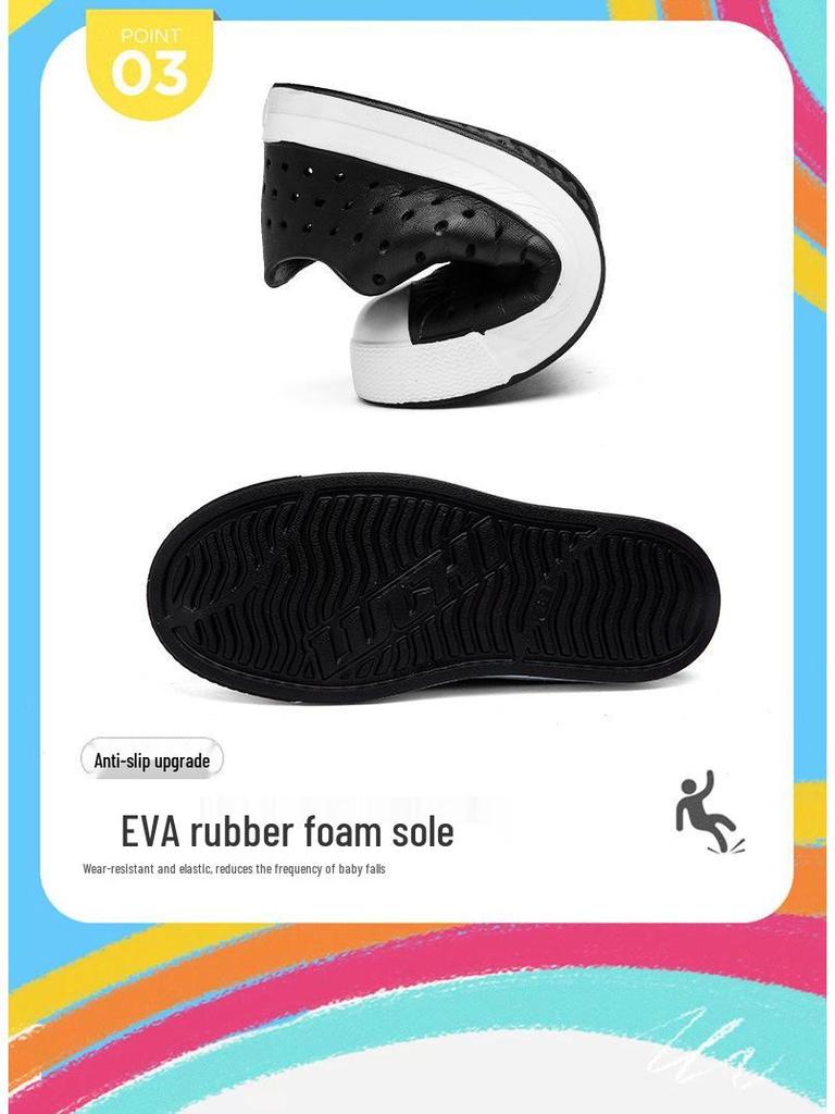 LUCEEO Kids' Summer Beach Sandals and Clogs - Closed-Toe, Hollow Design for Boys & Girls