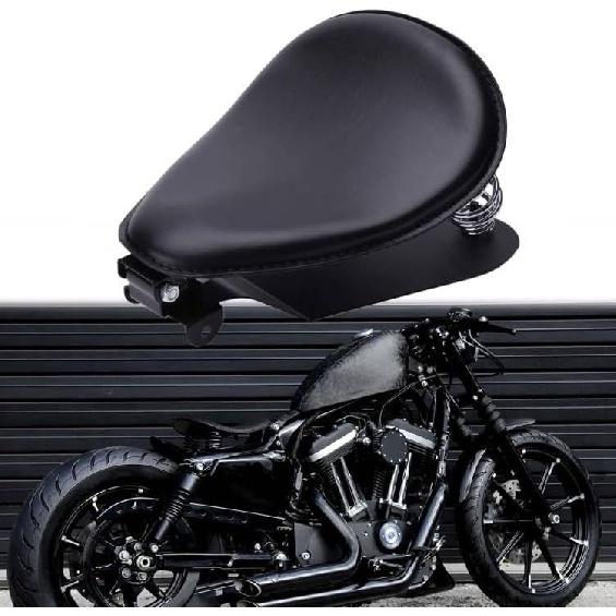 Motorcycle Seat Cushion Driver Solo Seats with Spring Bracket PU Leather Compatible with Harley Honda Yamaha Kawasaki Sportster