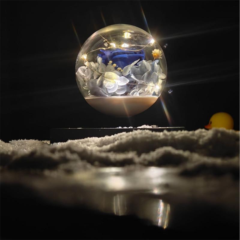 NEUE magnetische schwebende Blume Lampe mit schwarzem Sockel, 360° freie Drehung, Heimdekoration Geburtstagsgeschenk Valentinstagsgeschenk