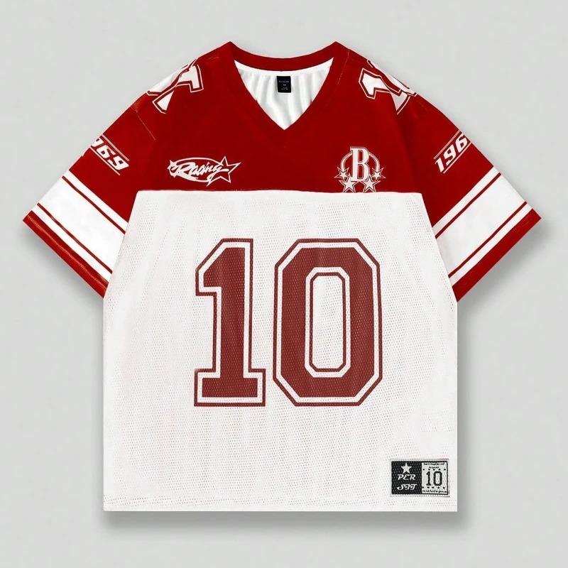 2025 New Men's and Women's Loose T-shirt Comfortable Sports Plus No. 10 Jersey Street Sports Short Sleeves Moto