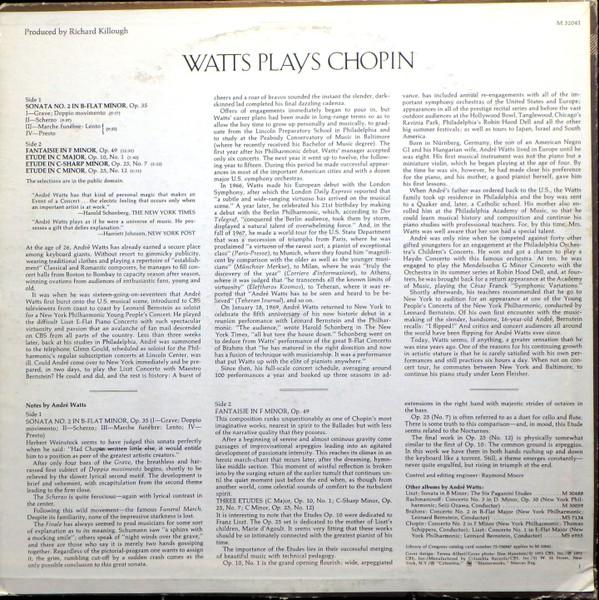 

Виниловая пластинка WATTS Шопен Watts Играет Шопена M32041 COLUMBIA MASTER 1973 США Классика Б/у